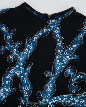 Louis Vuitton Black and Blue Long-Sleeve Blouse with Abstract Prints Size FR 36 (UK 8)