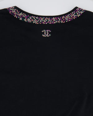 *FIRE PRICE* Chanel Black Top with Collar Embellishment and CC Logo Detail Size FR 38 (UK 10)