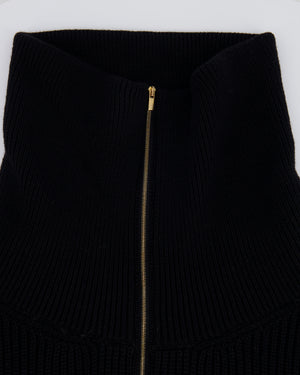 Jacquemus Black Cable Knit High Neck Zip Jumper with Vest Detail FR 34 (UK 6) RRP £650