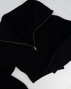 Jacquemus Black Cable Knit High Neck Zip Jumper with Vest Detail FR 34 (UK 6) RRP £650