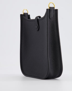 *STORE-FRESH* Hermès Mini Evelyne Bag in Black Clemence Leather with Gold Hardware