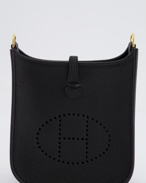 *STORE-FRESH* Hermès Mini Evelyne Bag in Black Clemence Leather with Gold Hardware