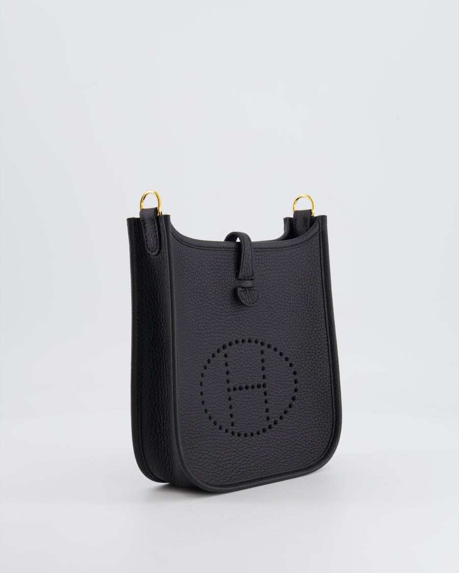 *STORE-FRESH* Hermès Mini Evelyne Bag in Black Clemence Leather with Gold Hardware