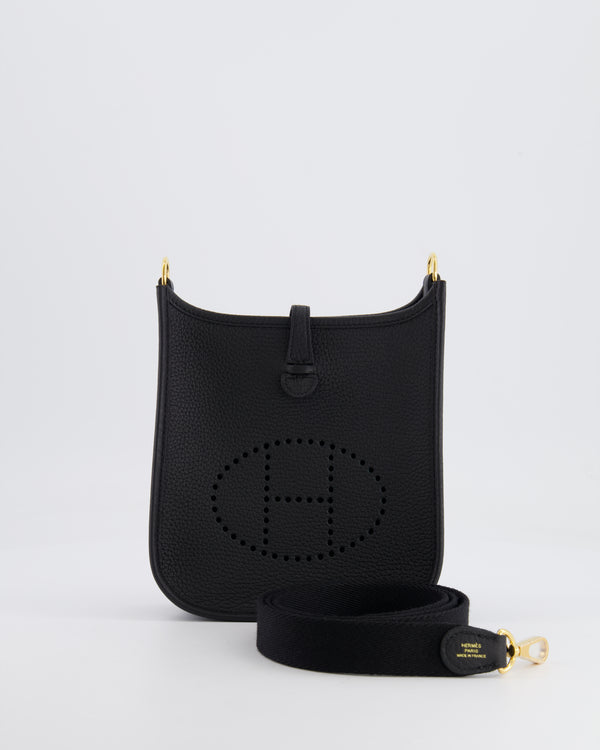 *STORE-FRESH* Hermès Mini Evelyne Bag in Black Clemence Leather with Gold Hardware