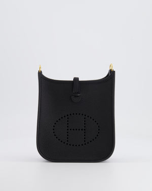 *STORE-FRESH* Hermès Mini Evelyne Bag in Black Clemence Leather with Gold Hardware