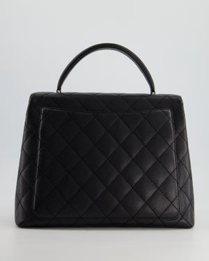 Chanel Vintage Black Kelly Top Handle Bag in Caviar Leather with Silver Hardware