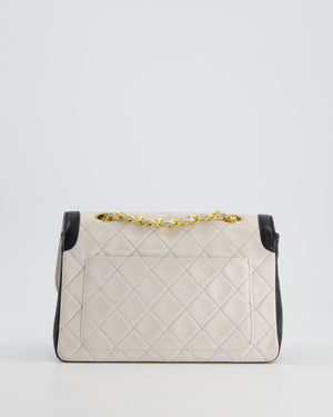 Chanel Vintage White, Black Trim Matelasse Cross-Body Bag in Lambskin Leather with 24K Gold Hardware