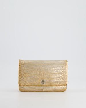 Chanel Metallic Gold Ombre Lizard Wallet on Chain Bag with Gun Metal Hardware