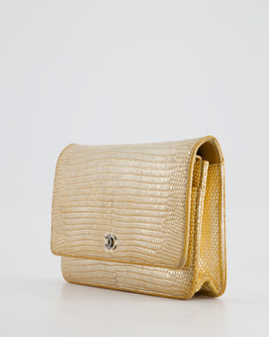 Chanel Metallic Gold Ombre Lizard Wallet on Chain Bag with Gun Metal Hardware