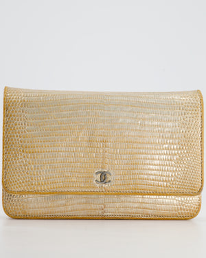 Chanel Metallic Gold Ombre Lizard Wallet on Chain Bag with Gun Metal Hardware