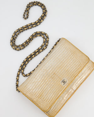 Chanel Metallic Gold Ombre Lizard Wallet on Chain Bag with Gun Metal Hardware