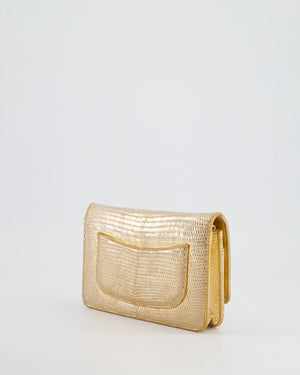 Chanel Metallic Gold Ombre Lizard Wallet on Chain Bag with Gun Metal Hardware