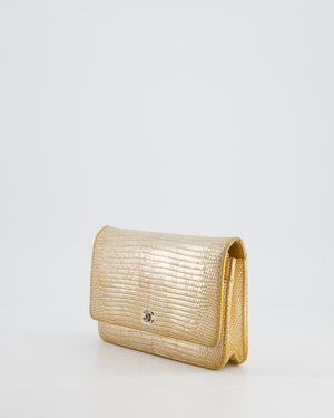 Chanel Metallic Gold Ombre Lizard Wallet on Chain Bag with Gun Metal Hardware