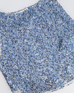 *HOT* Chanel 19P Blue Sequin Cropped Top and Short Set with Embellished Buttons Size FR 34 (UK 6) RRP £9,150