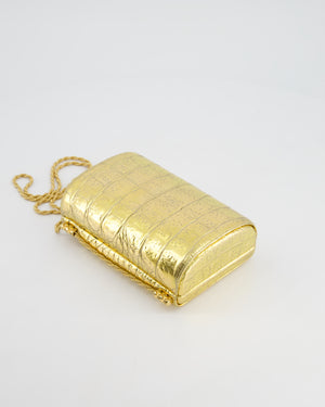 *COLLECTOR'S PIECE* Chanel Gold Croc Embossed Vanity Case Bag in Calfskin Leather with Gold Hardware