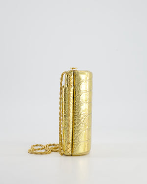 *COLLECTOR'S PIECE* Chanel Gold Croc Embossed Vanity Case Bag in Calfskin Leather with Gold Hardware