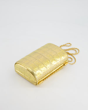 *COLLECTOR'S PIECE* Chanel Gold Croc Embossed Vanity Case Bag in Calfskin Leather with Gold Hardware