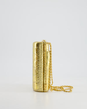 *COLLECTOR'S PIECE* Chanel Gold Croc Embossed Vanity Case Bag in Calfskin Leather with Gold Hardware