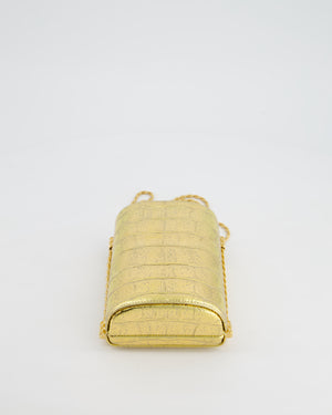 *COLLECTOR'S PIECE* Chanel Gold Croc Embossed Vanity Case Bag in Calfskin Leather with Gold Hardware