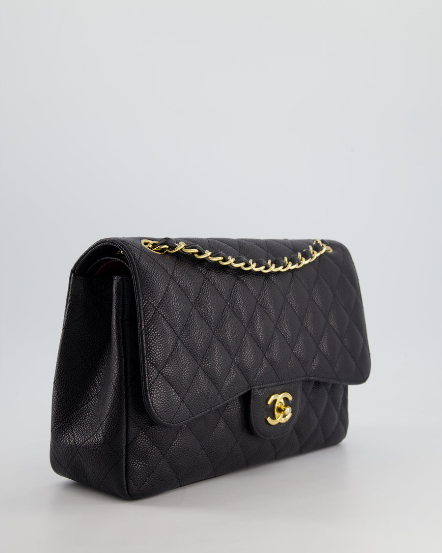 *HOT* Chanel Black Jumbo Classic Double Flap Bag in Caviar Leather with Gold Hardware RRP £9,980