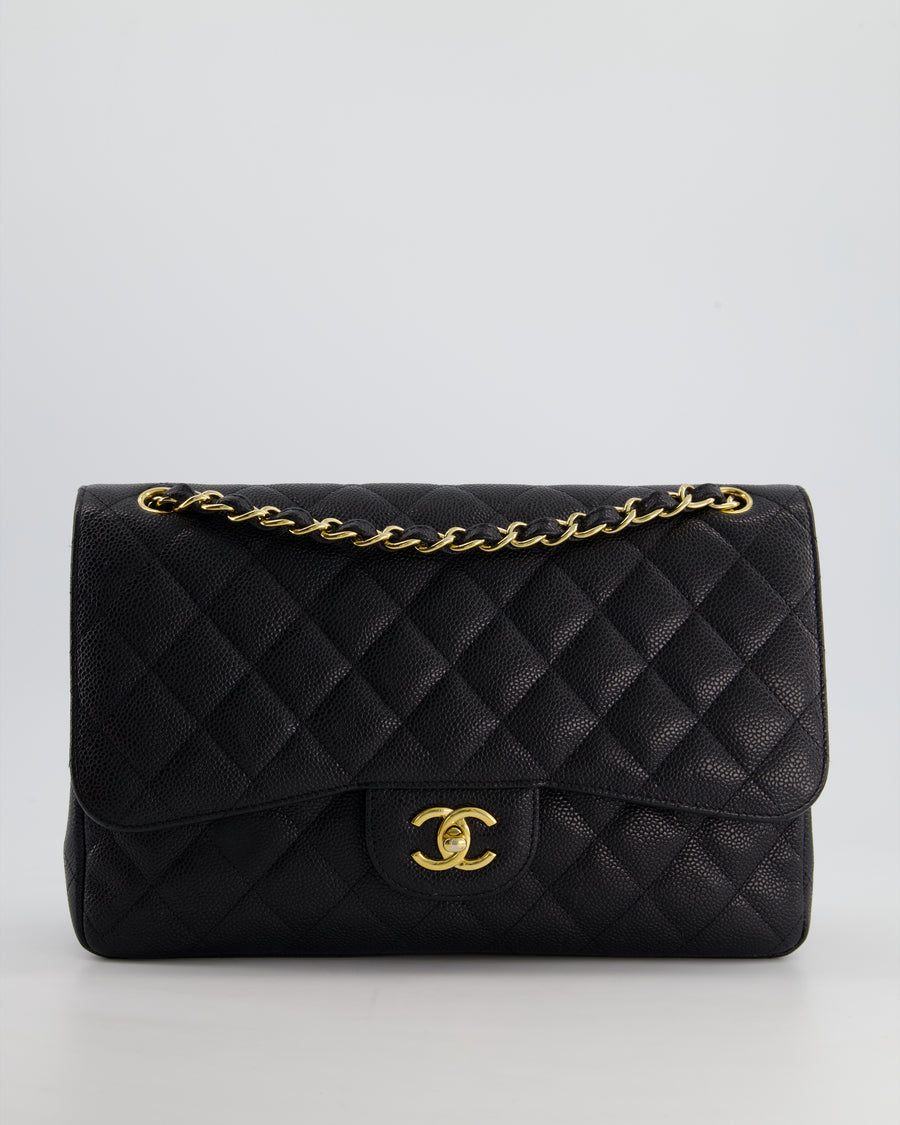 *HOT* Chanel Black Jumbo Classic Double Flap Bag in Caviar Leather with Gold Hardware RRP £9,980