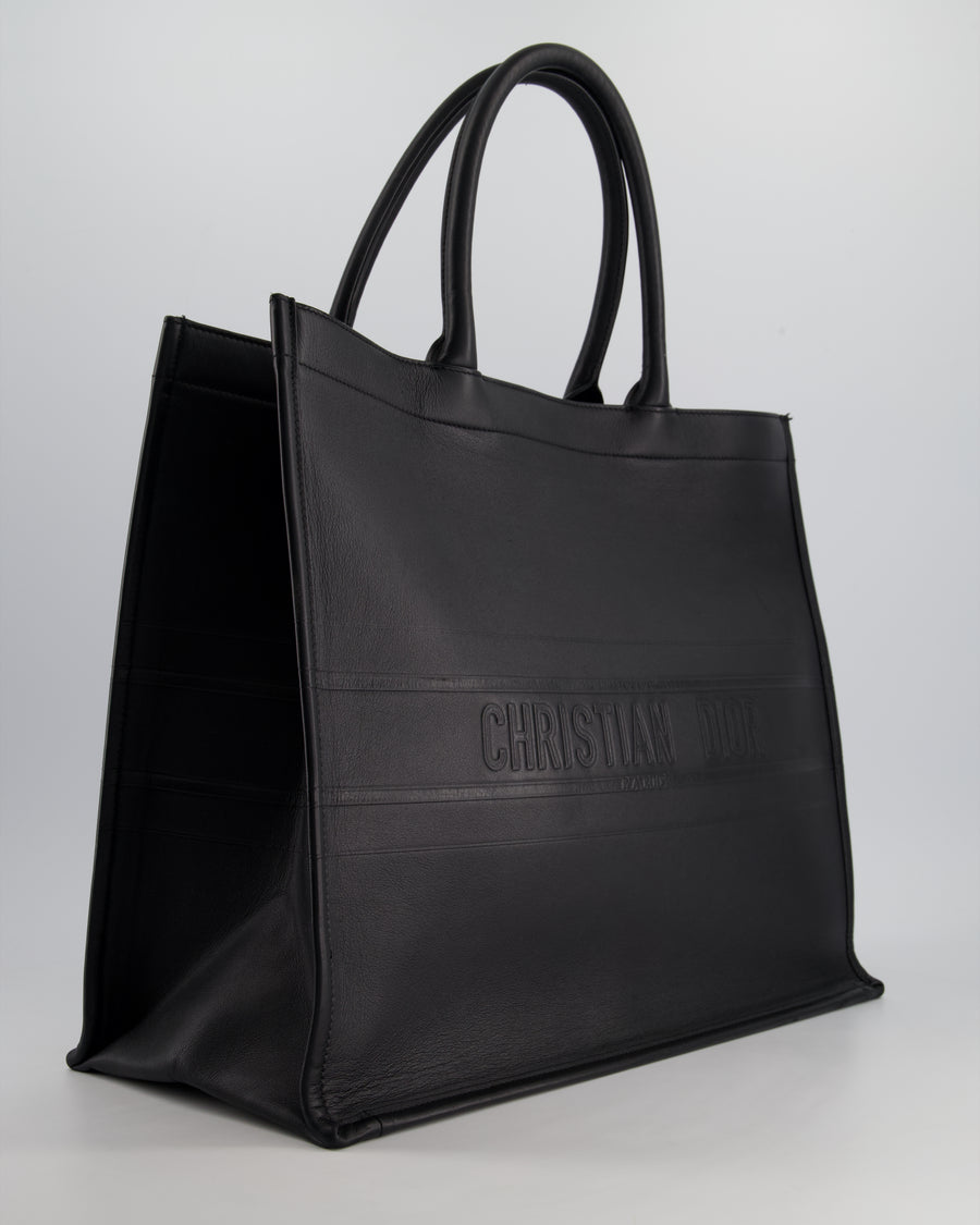 Christian Dior Black Large Leather Book Tote Bag