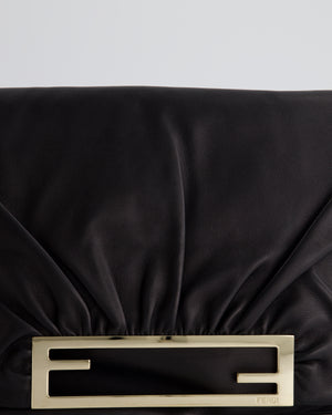 Fendi Black Large Mia Shoulder Bag in Calfskin Leather with Gold Hardware