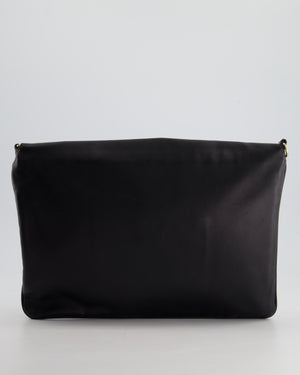 Fendi Black Large Mia Shoulder Bag in Calfskin Leather with Gold Hardware