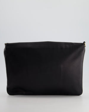 Fendi Black Large Mia Shoulder Bag in Calfskin Leather with Gold Hardware