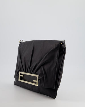 Fendi Black Large Mia Shoulder Bag in Calfskin Leather with Gold Hardware