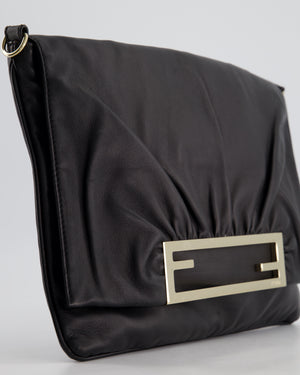 Fendi Black Large Mia Shoulder Bag in Calfskin Leather with Gold Hardware