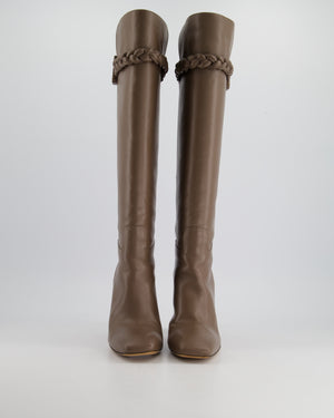 Valentino Light Brown Knee High Leather Heeled Boots Size EU 37