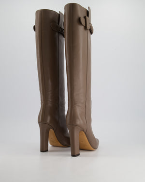 Valentino Light Brown Knee High Leather Heeled Boots Size EU 37