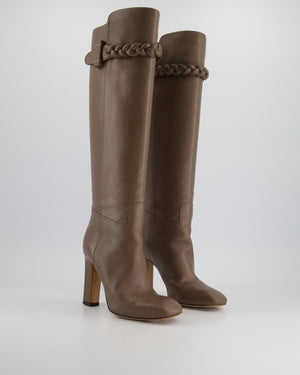 Valentino Light Brown Knee High Leather Heeled Boots Size EU 37