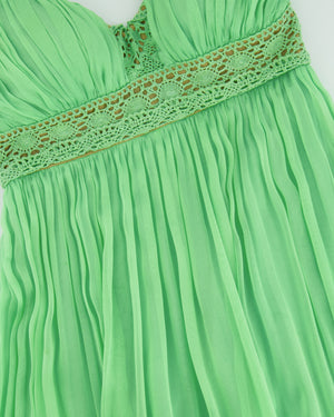 *GIANNI VERSACE ARCHIVE* Versace Vintage Green Maxi Sleeveless Dress 1969 with Crochet Detail Size IT 40 (UK 8)