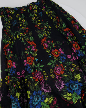 Charo Ruiz Black Blouse and Skirt Set with Colourful Floral Detail Size XS (UK 6)