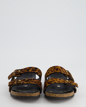 Saint Laurent Leopard Pony Skin Buckle Sandals Size EU 35