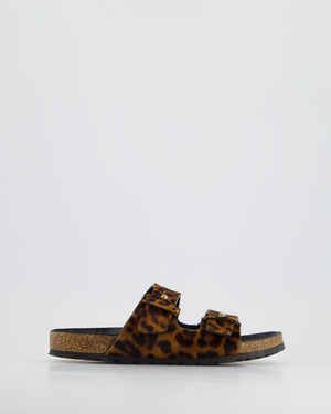 Saint Laurent Leopard Pony Skin Buckle Sandals Size EU 35