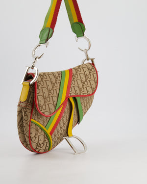 Christian Dior 2004 John Galliano Vintage Rasta Trotter Saddle Shoulder Bag with Silver Hardware