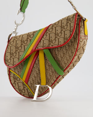 Christian Dior 2004 John Galliano Vintage Rasta Trotter Saddle Shoulder Bag with Silver Hardware