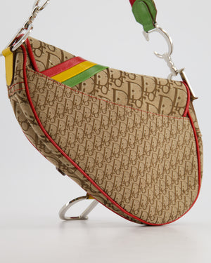 Christian Dior 2004 John Galliano Vintage Rasta Trotter Saddle Shoulder Bag with Silver Hardware