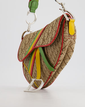 Christian Dior 2004 John Galliano Vintage Rasta Trotter Saddle Shoulder Bag with Silver Hardware