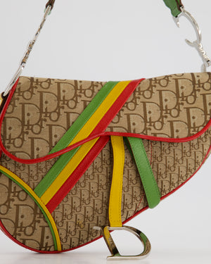 Christian Dior 2004 John Galliano Vintage Rasta Trotter Saddle Shoulder Bag with Silver Hardware