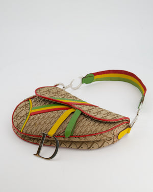 Christian Dior 2004 John Galliano Vintage Rasta Trotter Saddle Shoulder Bag with Silver Hardware