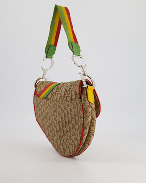 Christian Dior 2004 John Galliano Vintage Rasta Trotter Saddle Shoulder Bag with Silver Hardware