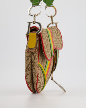 Christian Dior 2004 John Galliano Vintage Rasta Trotter Saddle Shoulder Bag with Silver Hardware