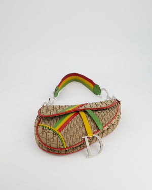 Christian Dior 2004 John Galliano Vintage Rasta Trotter Saddle Shoulder Bag with Silver Hardware