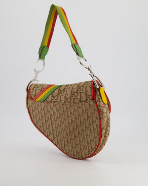 Christian Dior 2004 John Galliano Vintage Rasta Trotter Saddle Shoulder Bag with Silver Hardware