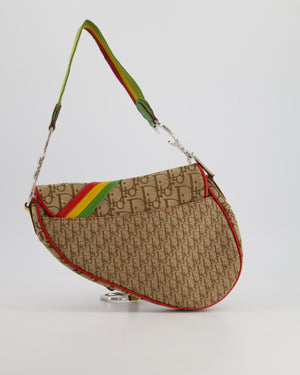 Christian Dior 2004 John Galliano Vintage Rasta Trotter Saddle Shoulder Bag with Silver Hardware