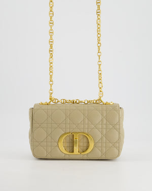 Christian Dior Beige Caro Flap Bag In Supple Cannage Calfskin and Gold Hardware RRP £3,150